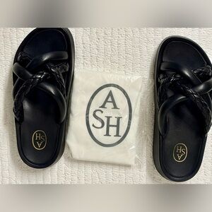 ASH Black Braided Vanessa size 5 (35) Slide Sandals NEW